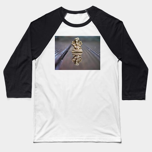 Copper statue of Lord Ganesha with reflection in water Baseball T-Shirt by fantastic-designs